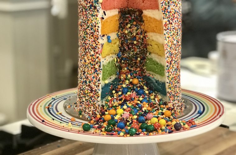 Rainbow Explosion Cake; Credit: Michele Stueven