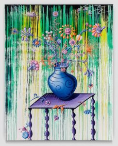 fleurs et vase sur la table 2019 oil acrylic and spray paint on canvas 120 x 96 inches at honor fraser gallery 974339