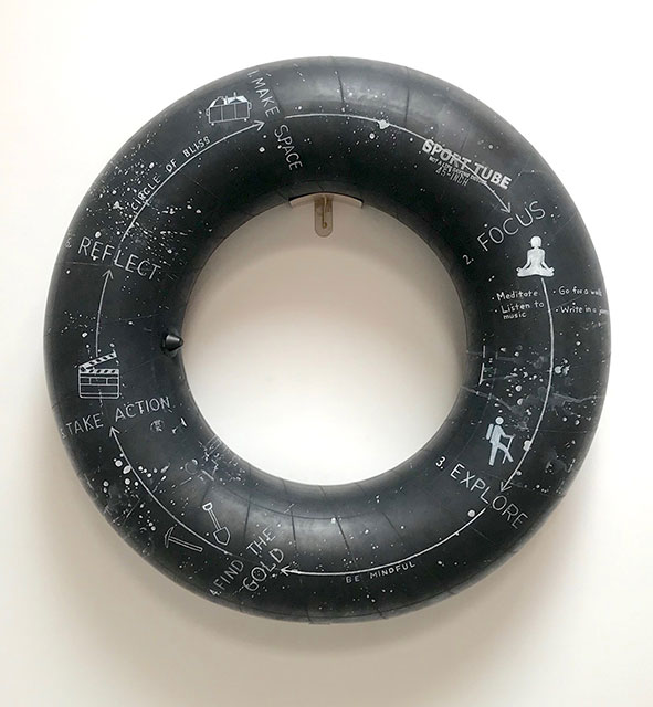 greg colson circle of bliss 2019 acrylic on rubber inner tube 40 in diameter at craig krull 793725