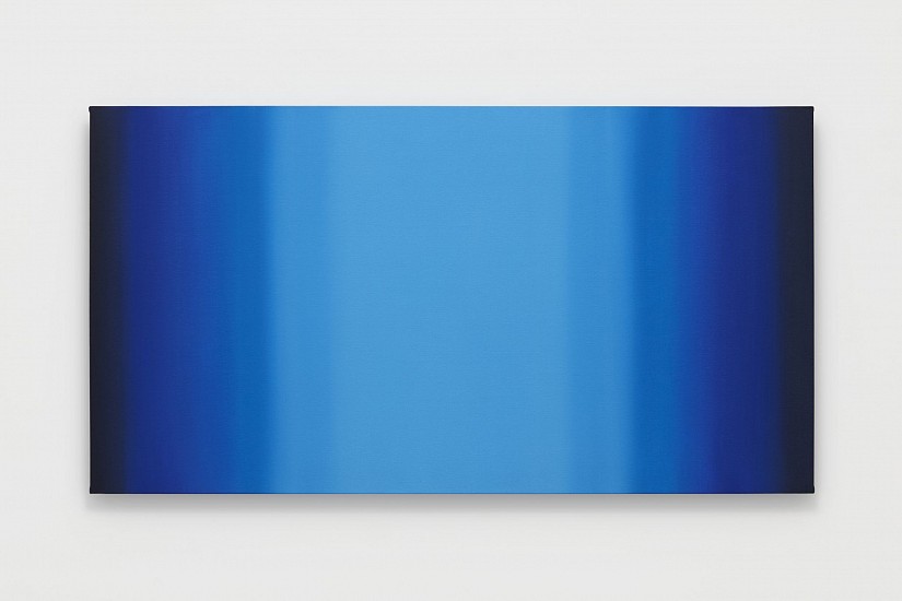 ruth pastine sublime terror 5 blue 1 2019 oil on canvas beveled panel 32 x 60 x 275 inches at edward cella 770071