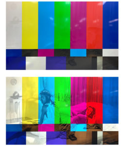 hank willis thomas sundown color bar 2019 uv print on retroreflective vinyl courtesy of kayne griffin corcoran 723894