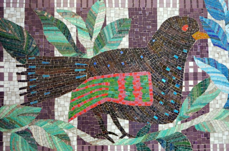 Detail view of Sheets mosaic mural. Photo by Paul Baker Prindle