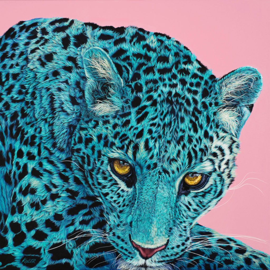 201904 Leopard Head on Pink al 100x100cmM lnoqb9