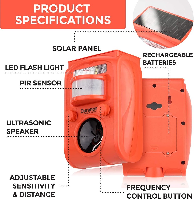 DURANOM Ultrasonic Animal Repeller Outdoor