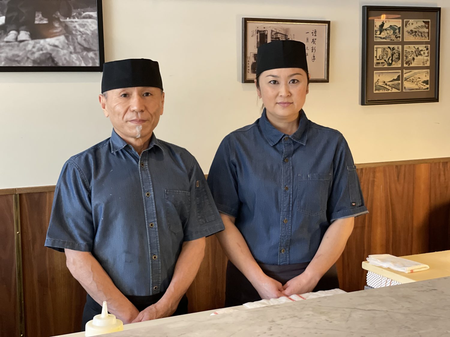 Sushi Chef Fuyuko Kobe right and mentor Chef Kiminobu Saito Michele Stueven
