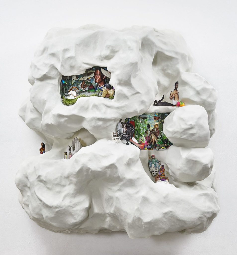 Lauren Halsey may we bang you 2021 white cement wood and mixed media 87 x 83 x 50 inches
