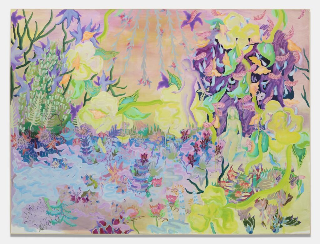 Sarah Ann Weber A dreamful ease 2021 Oil and colored pencil on panel 72 x 96 inches