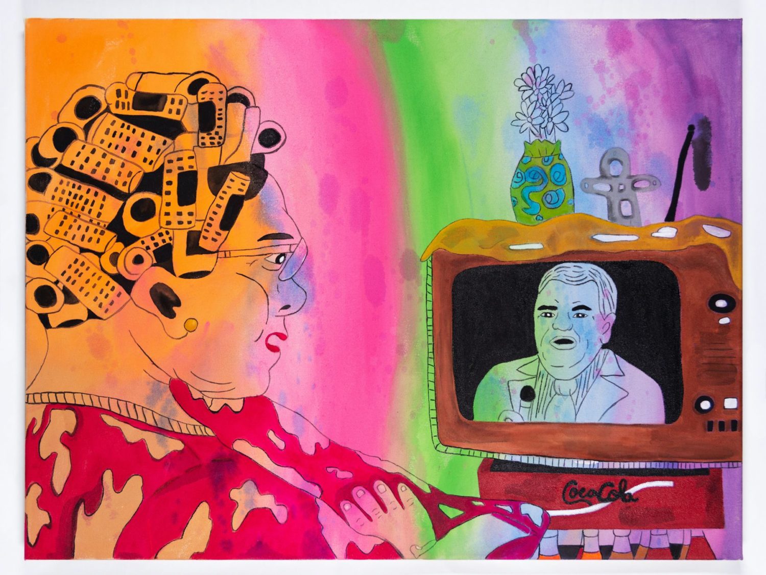 Karla Diaz La Tía y Don Francisco II 2021 Acrylic on canvas 30 x 40 in. Luis De Jesus Gallery