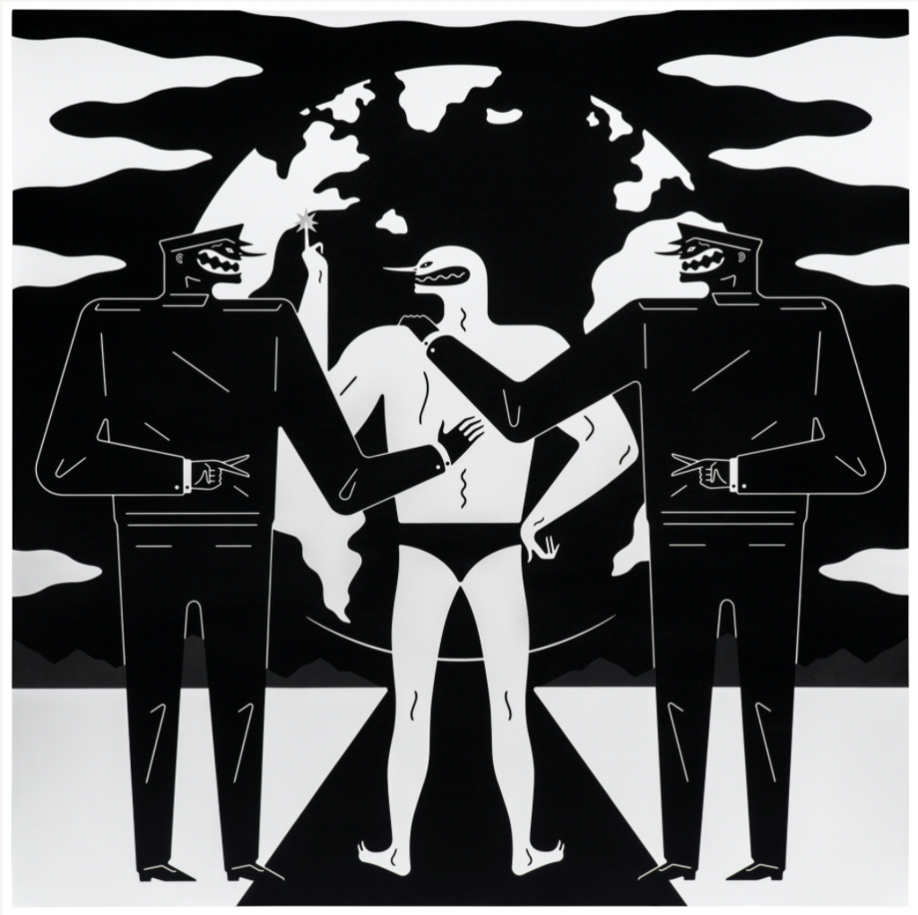 Cleon Peterson Blinded by the Light 2022 Acrylic on canvas 72 x 72 inches Courtesy of albertz benda Photo Aaron Farley