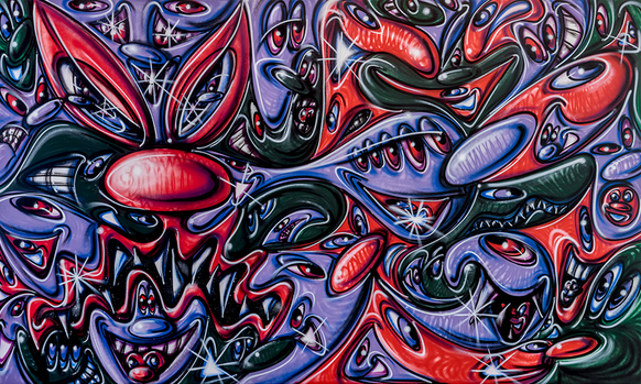 Honor Fraser Kenny Scharf Untitled 2022 Spray paint on canvas 144 x 84 inches Photo by Josh White