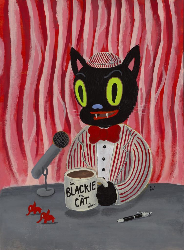 Gary Baseman The Blackie the Cat Show 2022 Acrylic on paper 30 x 22 in.