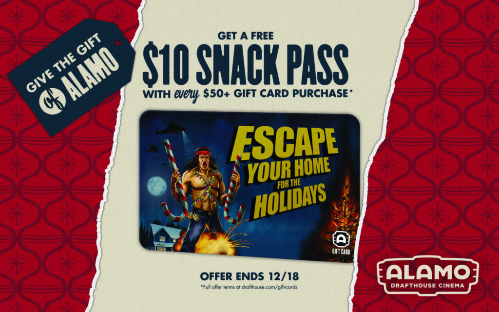 Alamo Draft House Holidays2022 GiftCard SnackPass LAWeekly PrintAd 1200x750