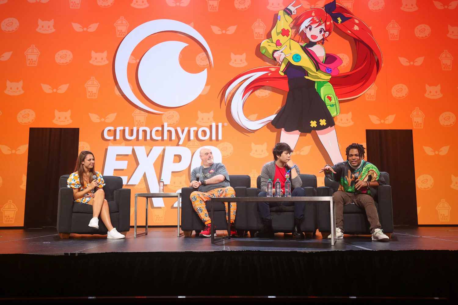 L R Crunchyroll Host Lauren Moore and Dragon Ball Super SUPER HERO voice actors Kyle Herbert Aleks Le and Zeno Robinson