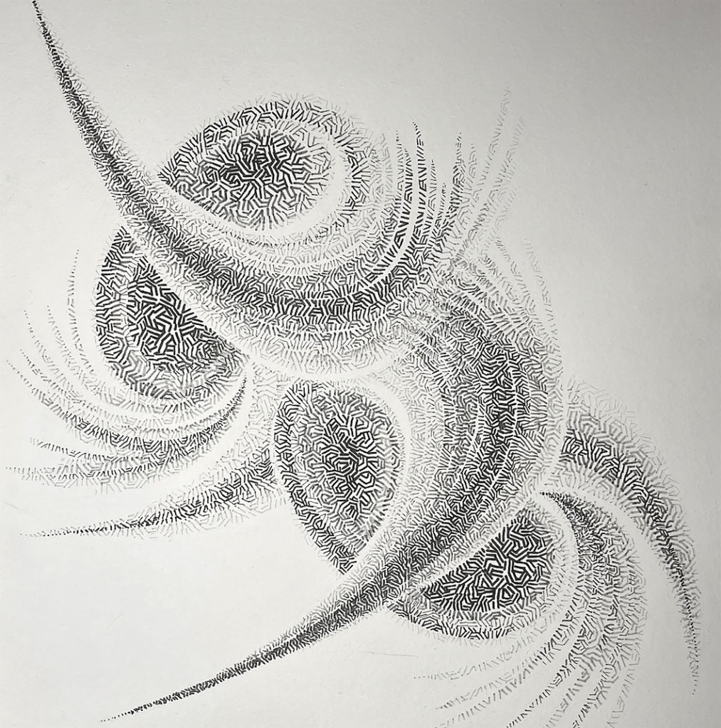 Asymmetrical arabesque ink on paper16x12