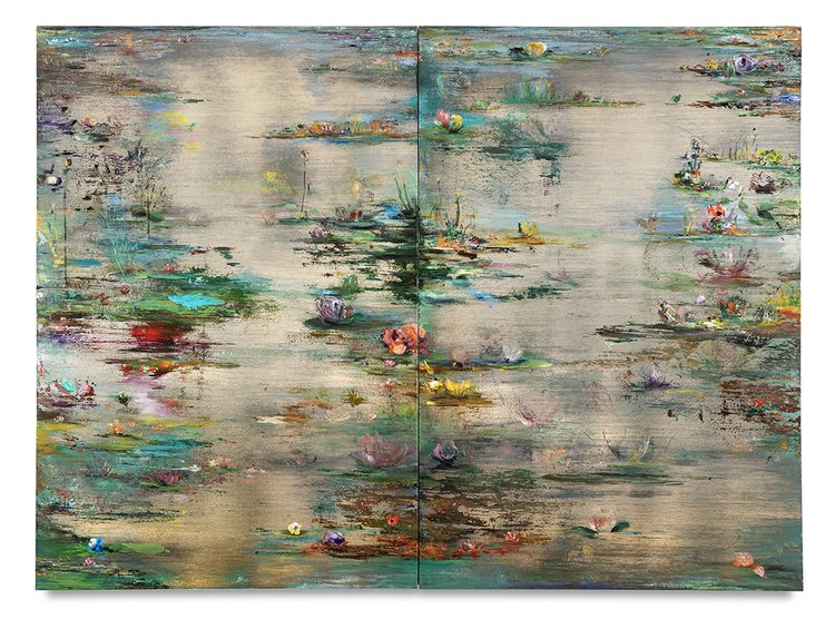 Kohn Gallery Nir Hod 100 Years Is Not Enough 2022 23 Oil paint and patina under chromed canvas 82 x 110 inches
