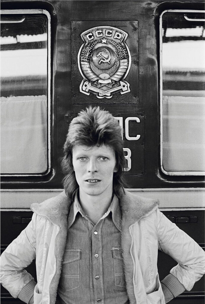 Geoff MacCormack David Bowie in front of the Trans Siberian Express 1973 Courtesy of the artist