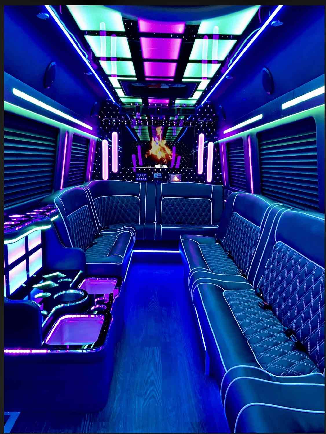 10 passenger party bus interior