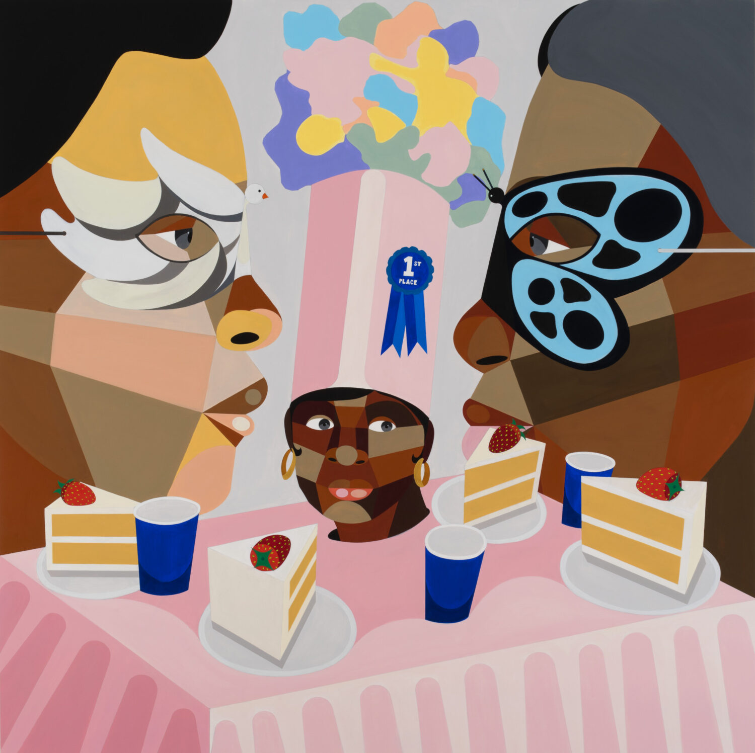 Derrick Adams Be the Table 2023 Acrylic on wood panel 60 x 60 inches 152.4 x 152.4 cm © Derrick Adams Studio Courtesy the artist and Gagosian