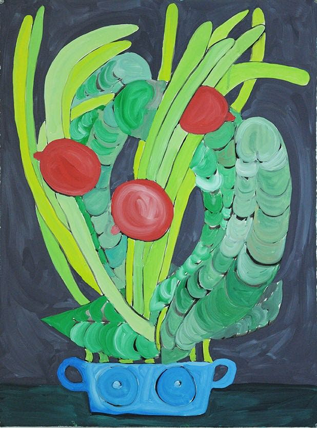 Louver matt wedel Potted Plant 2017 gouache on paper 30 x 22 1 2 in.
