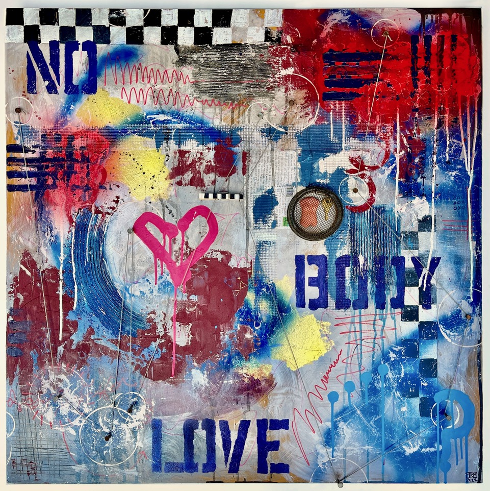 Meet Therapeutic Expression Artist Monica Marks 41 No Body Love Mixed media on Wood 36x36 1