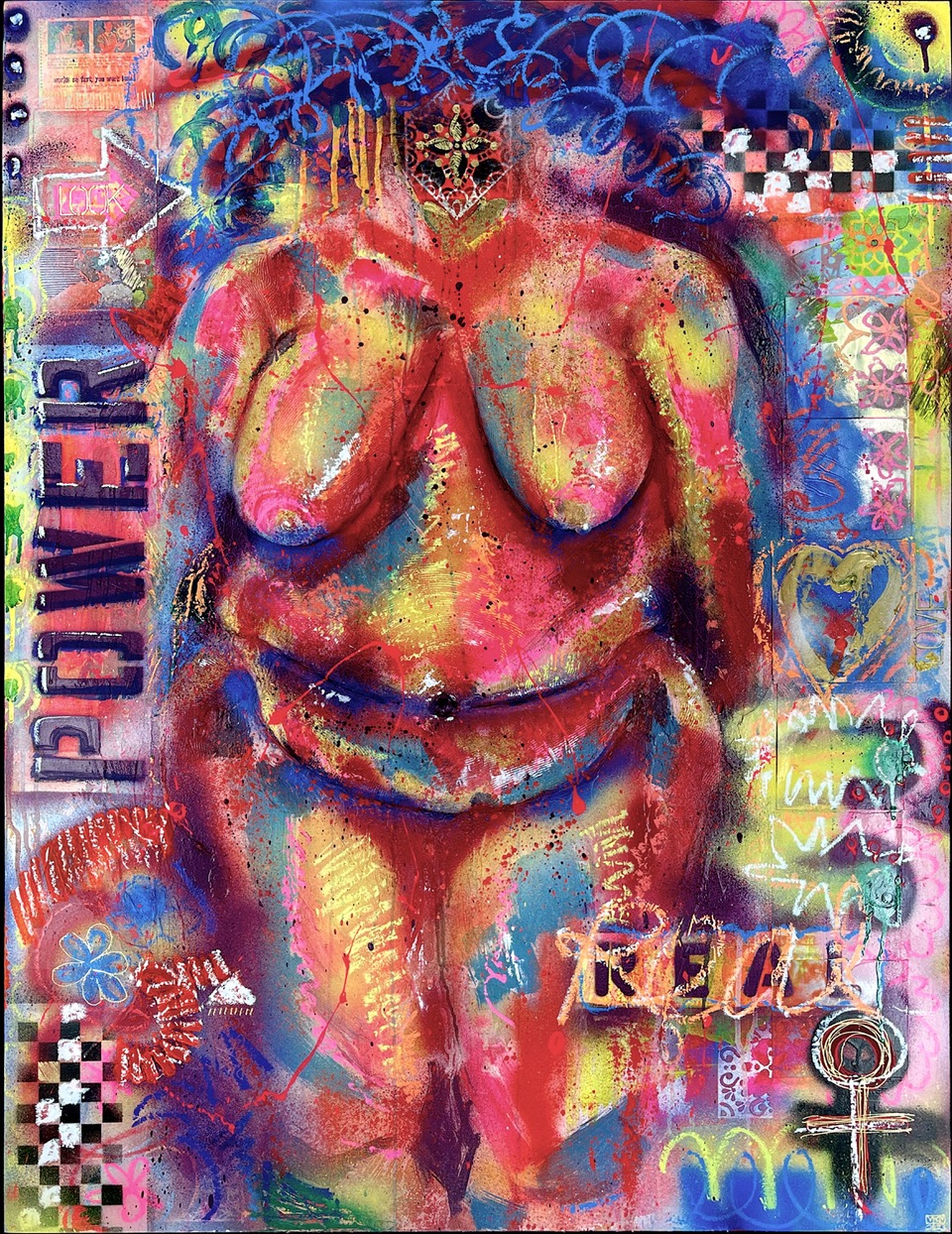 Meet Therapeutic Expression Artist Monica Marks 44 Real Women Have Power Mixed Media on Wood 36 x 48
