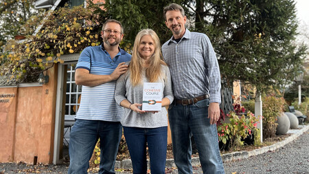 Navigating Life as a Cohesive Couple: Escape Chaos and Connect More Deeply 37 big Tom Rebecca and James holding the book 2