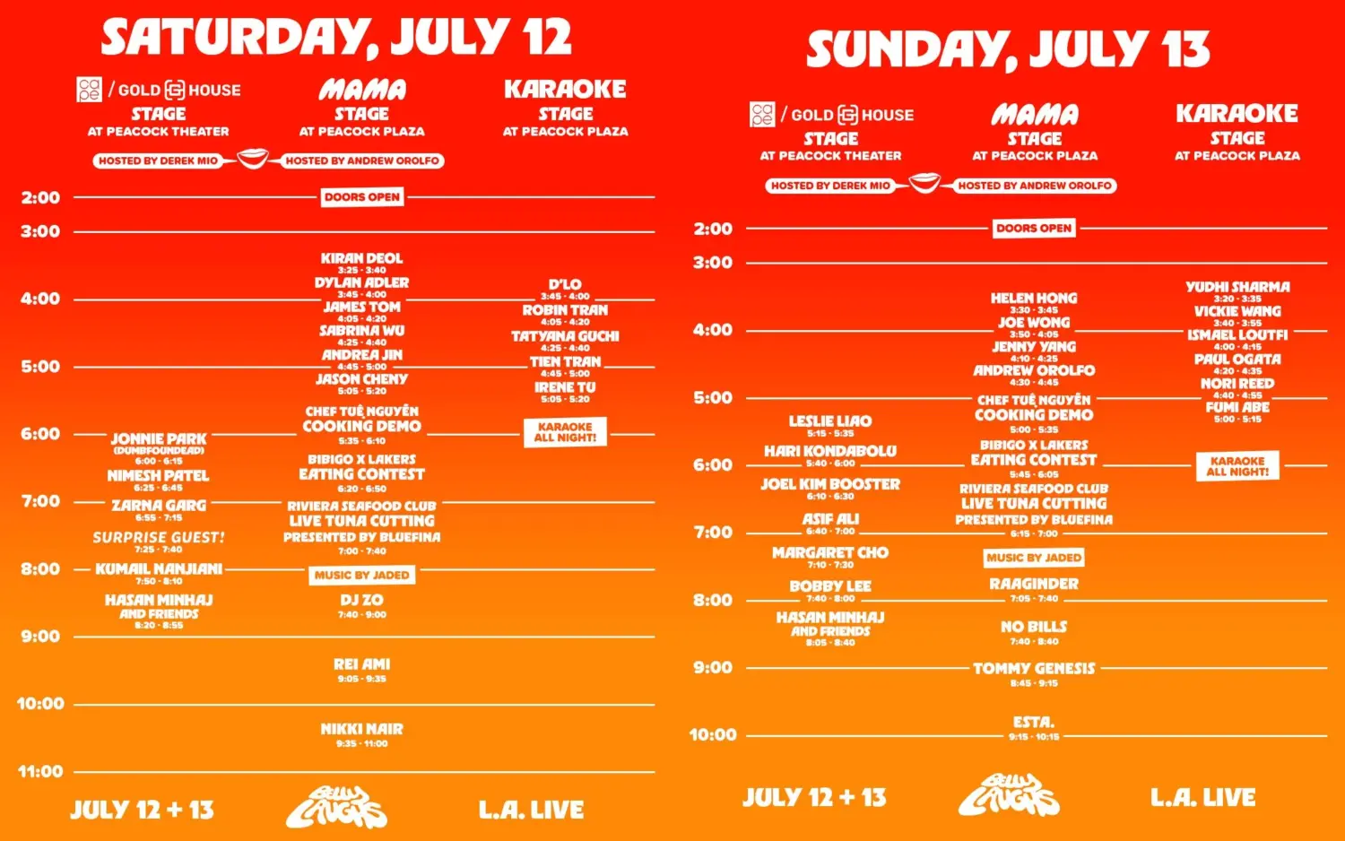 Belly Laughs set times