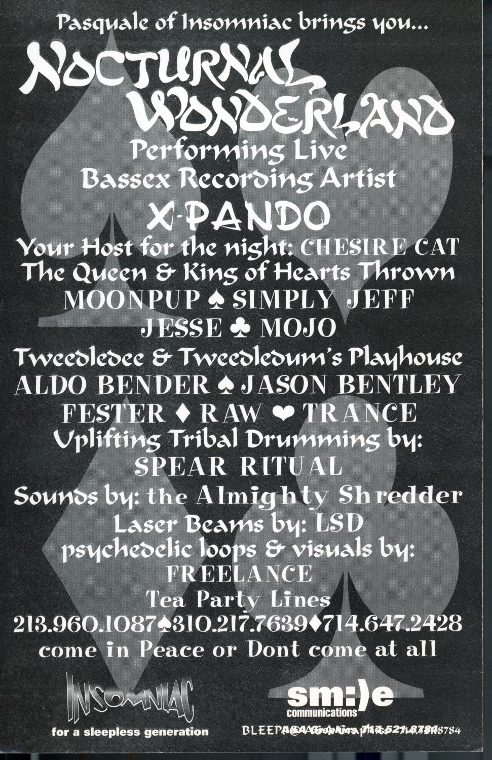 Nocturnal Wonderland 1995 Flyer V.2 REAR