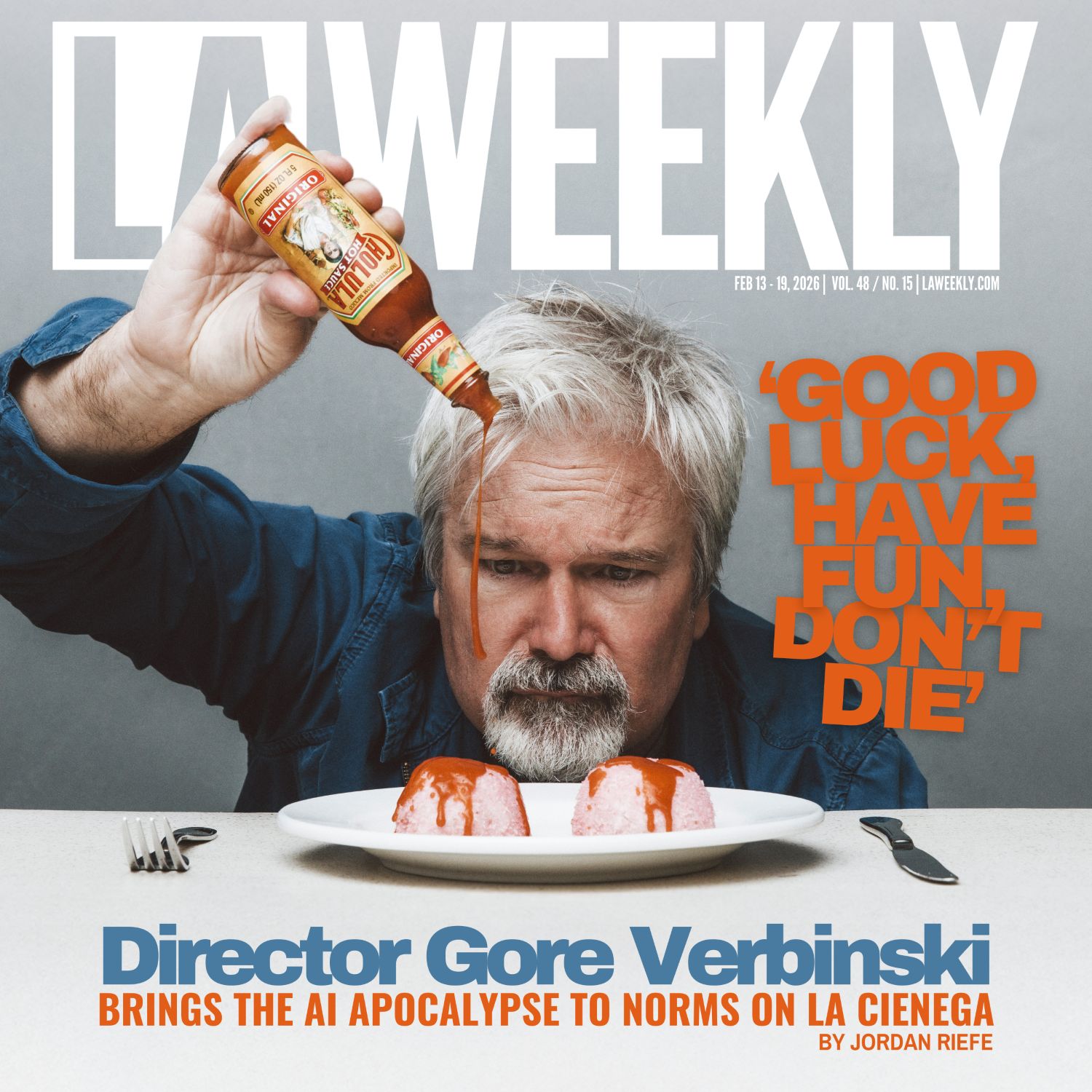 In ‘Good Luck, Have Fun, Don’t Die,’ Misfit Director Gore Verbinski Brings the AI Apocalypse to Norms on La Cienega, with Haley Lu Richardson 43 GORE VERBINSKI cover LA Weekly 2026.02.13