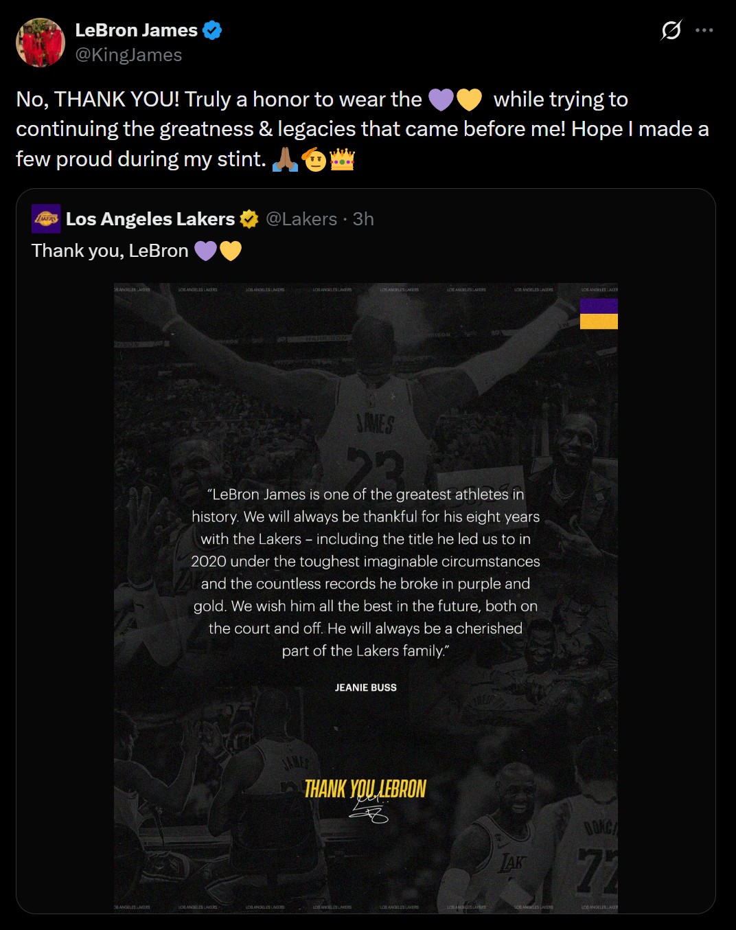 Lebron James Announces He Is Leaving the Lakers for Free Agency 39 James Leaving Tweet